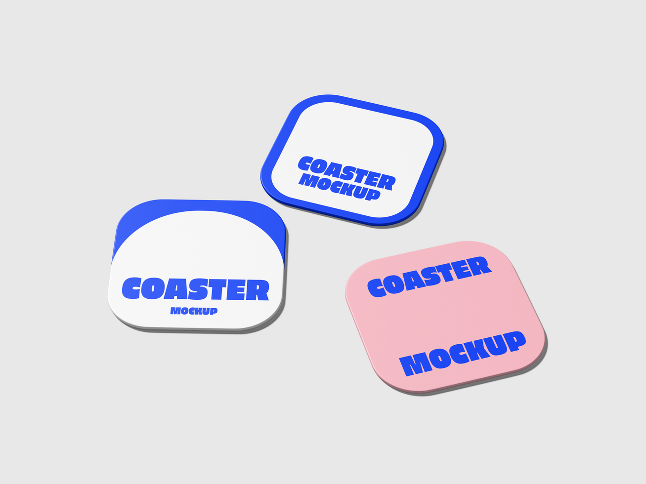 Three Coasters Mockup 3D Render psd