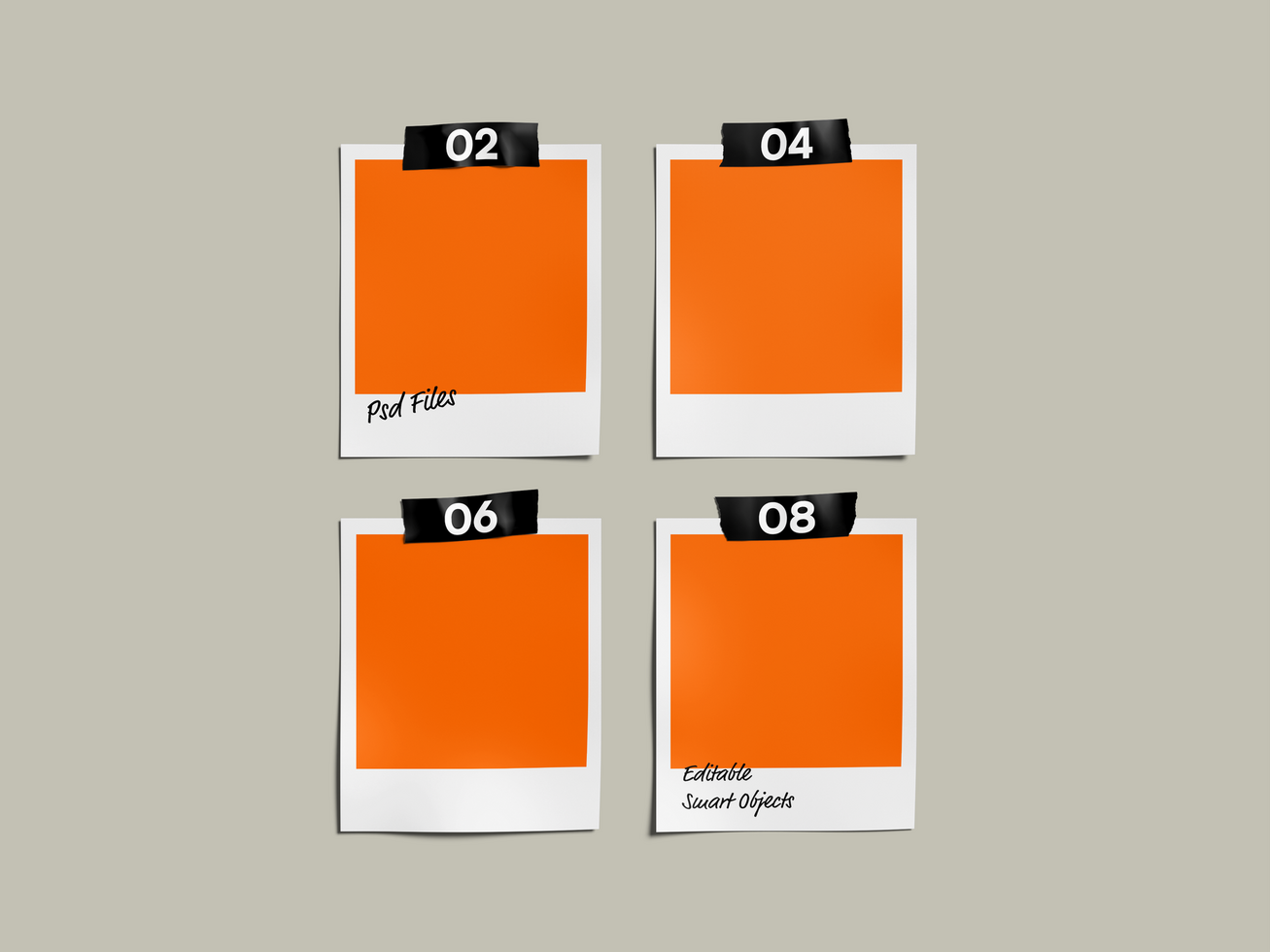Polaroid Frame with Tape 3D Mockup psd