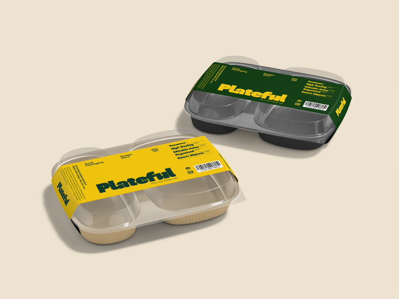 Food Pack 3D Mockup psd
