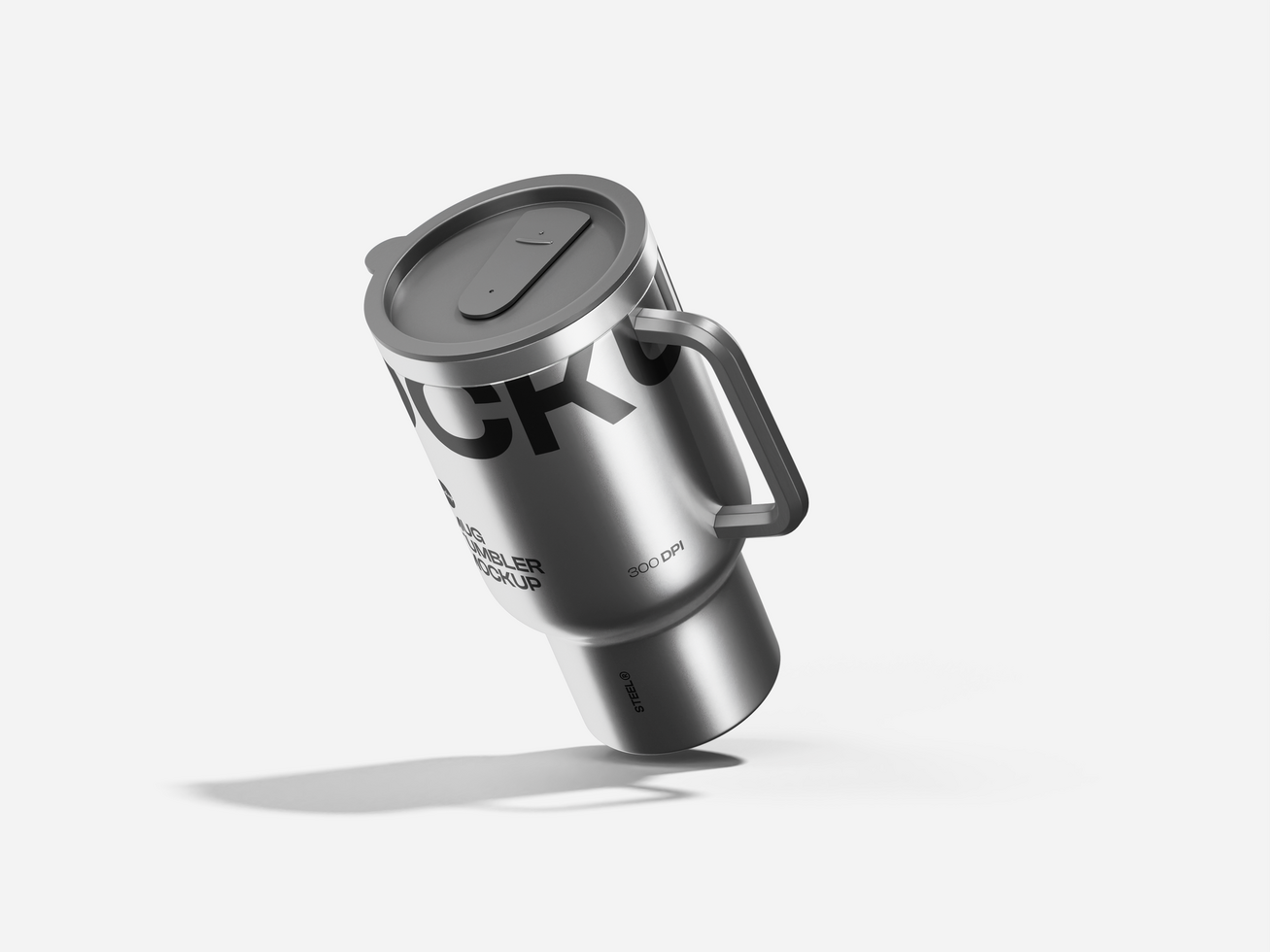 Stainless Steel Tumbler Mug with Handle Mockup psd