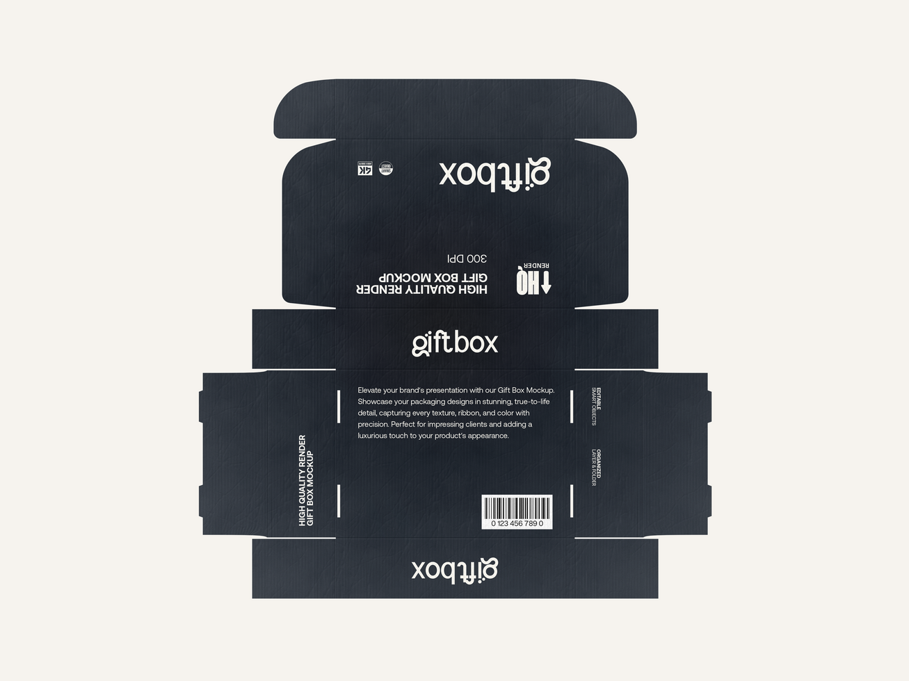 Gift Box Pattern Mockup 3D Render psd