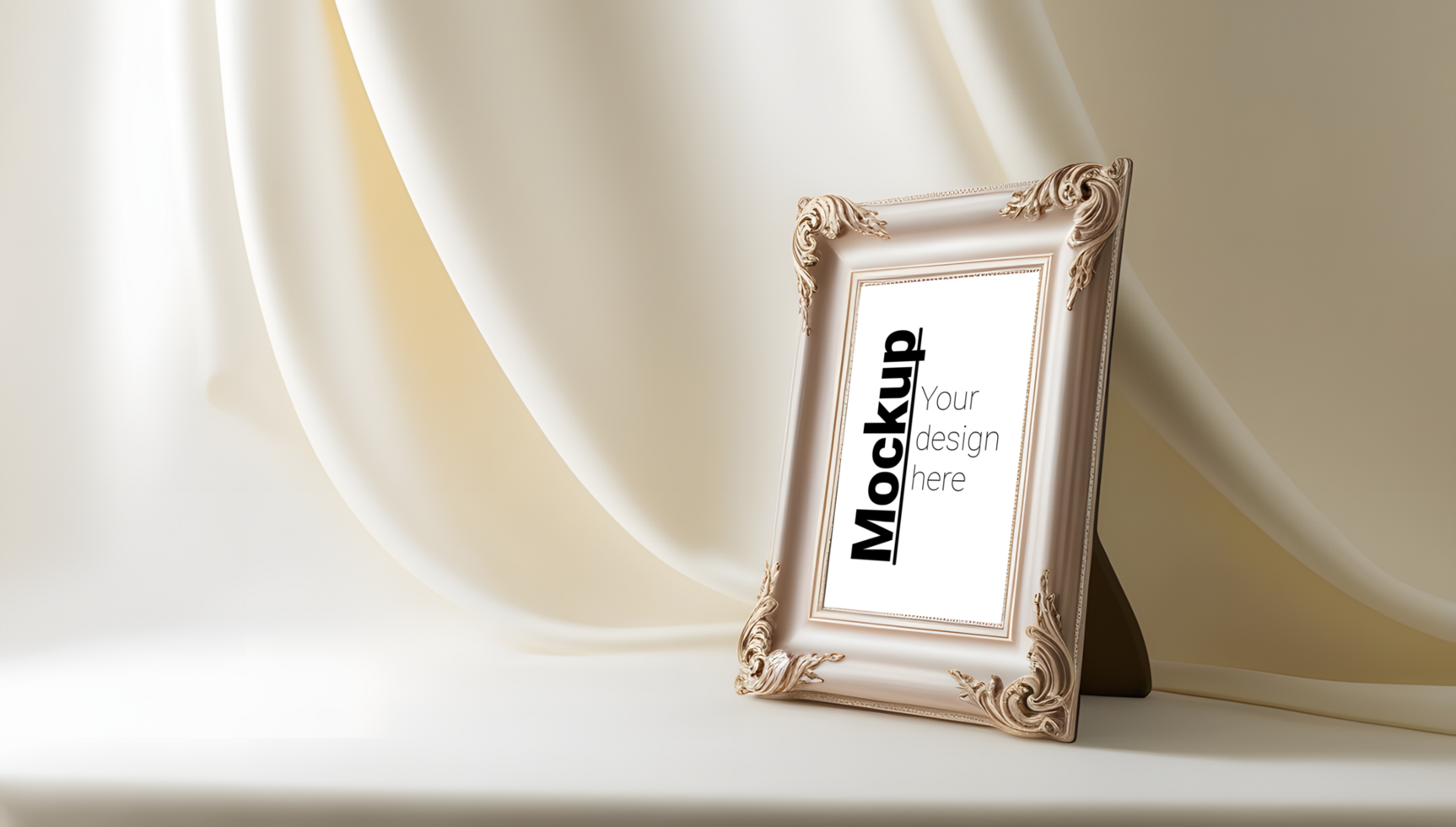 Ornate Vintage Frame Mockup on Elegant Satin Background psd