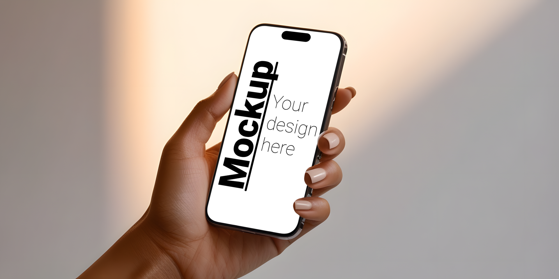 Modern Mobile Mockup Held by Woman on Simple Light Background psd