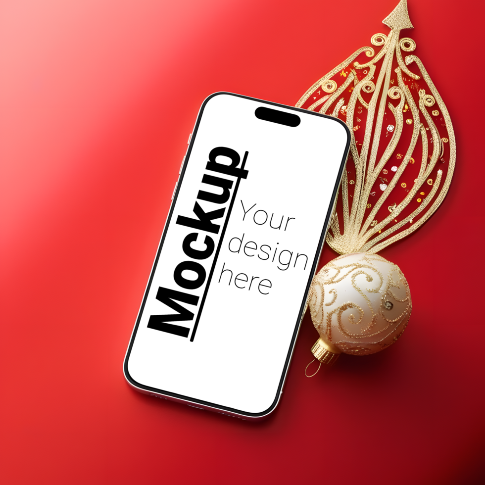Phone Display Mockup with Minimal Christmas Decor psd