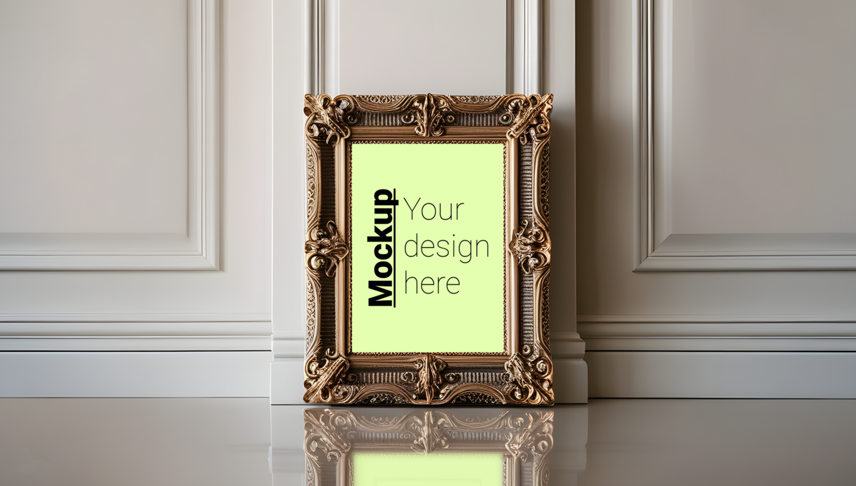 Classic Elegant Gold Frame on Soft Neutral Background psd
