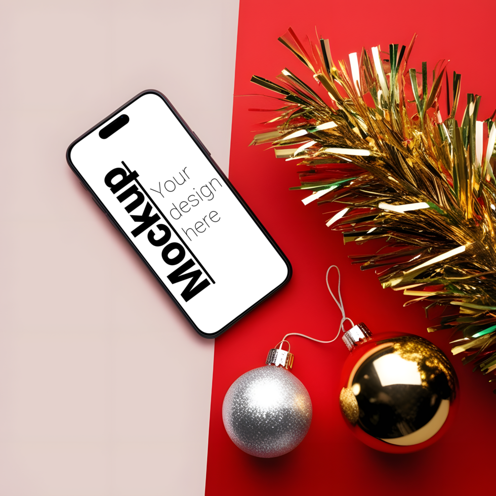 Minimal Holiday Phone Mockup with Festive Touch psd