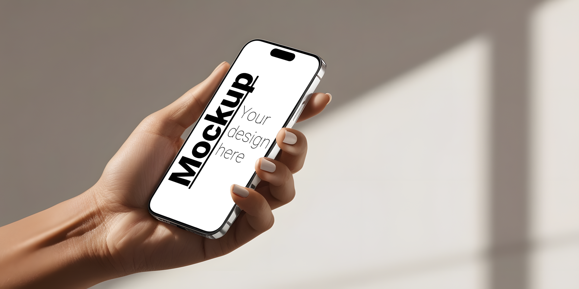 Minimal Phone Mockup Held by Woman on Soft Light Backdrop psd