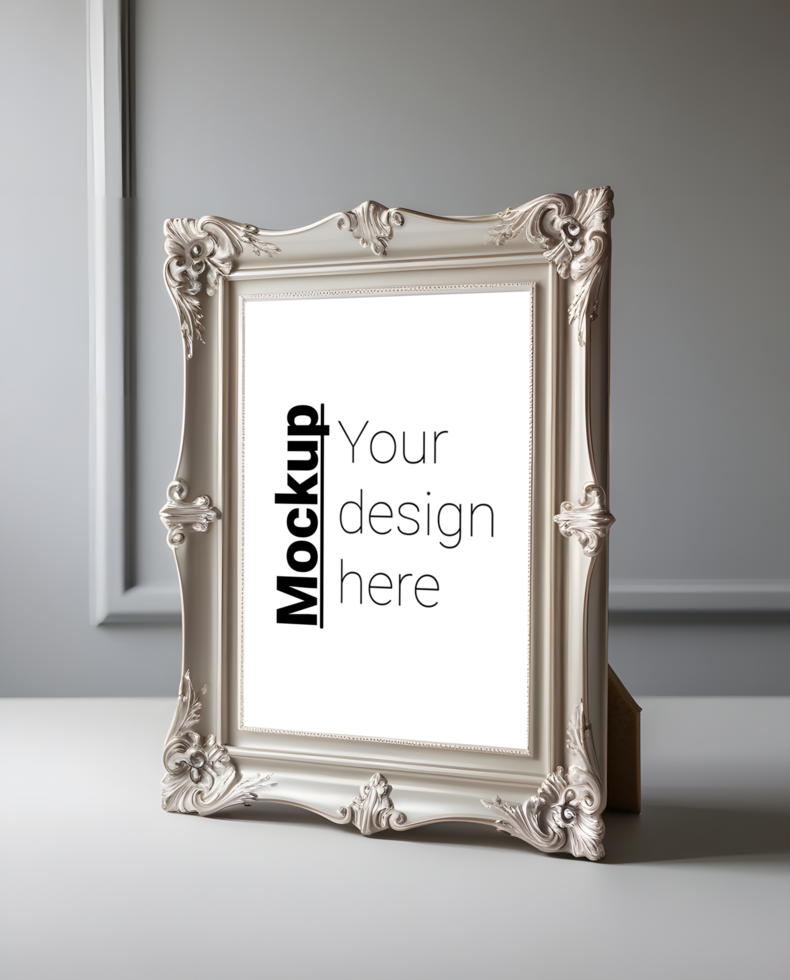 Vintage Elegant Frame Mockup with Subtle Light-Colored Backdrop psd