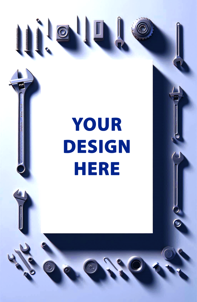 A white paper with tools around it psd