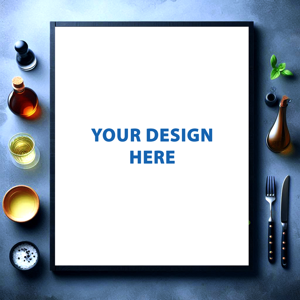 Realistic Food Menu Mockup on Marble Tabletop psd