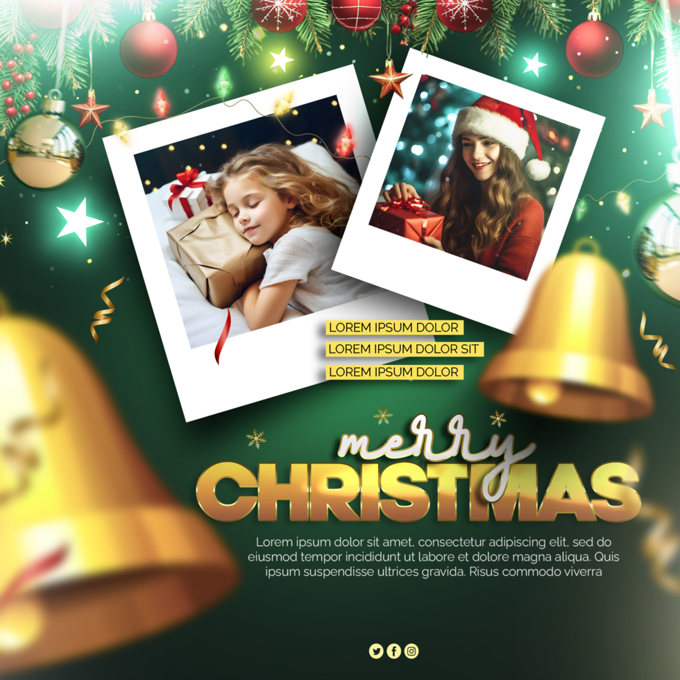 Merry Christmas greeting card design Christmas celebration poster template Christmas wishes Xmas psd
