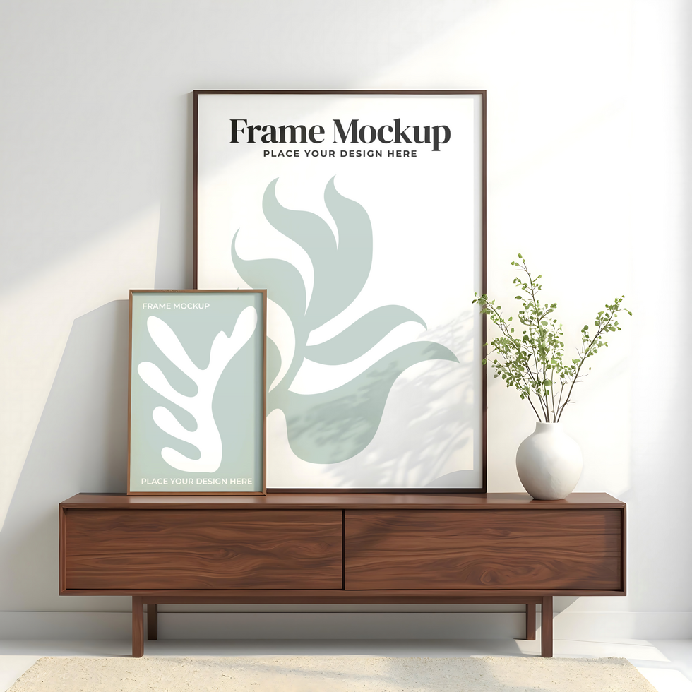 Two Frame Mockup In Living Room With Background psd