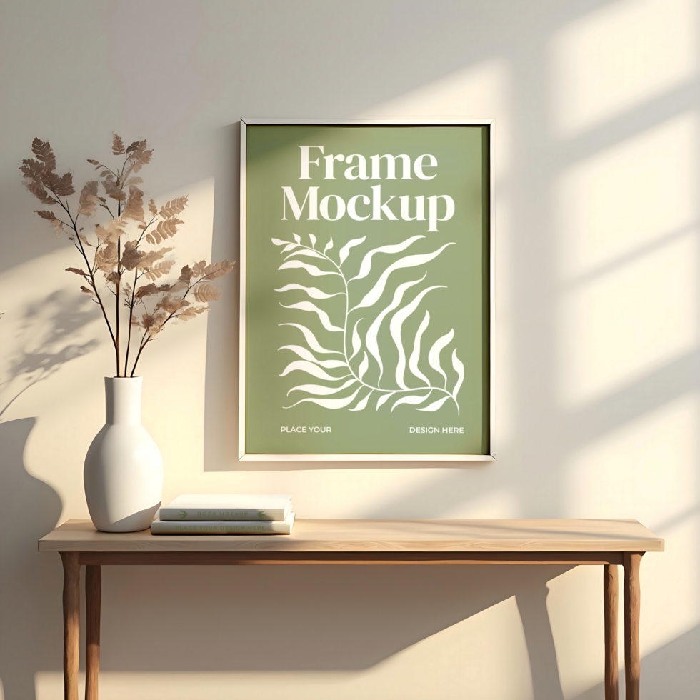 Frame Mockup In Living Room On Table psd
