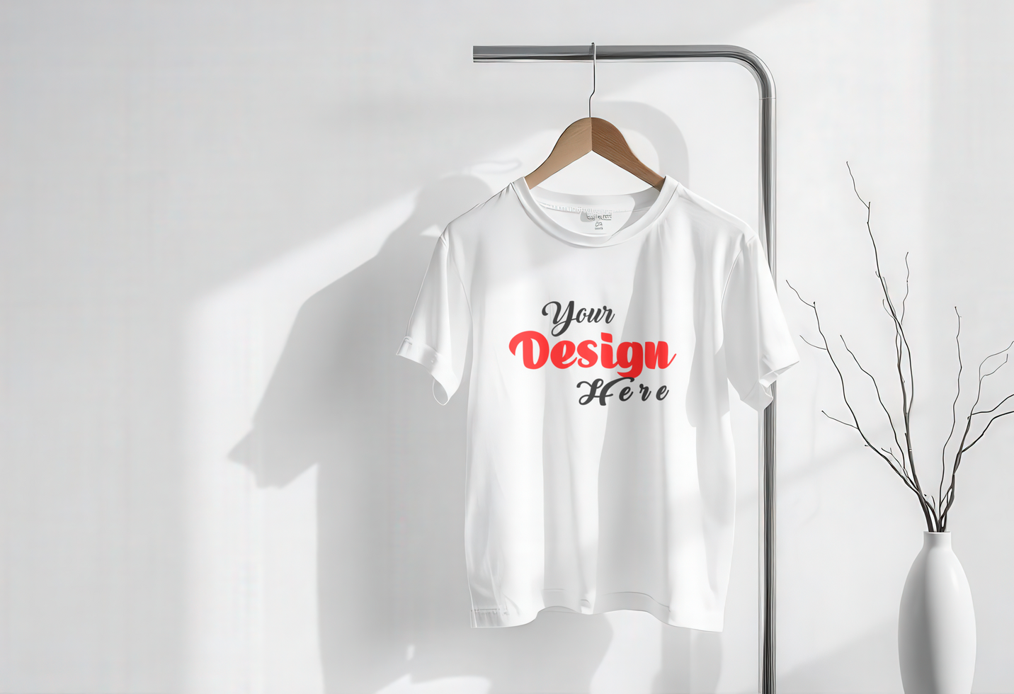 Trendy Graphic T-Shirt Mockup on Hanger Display psd