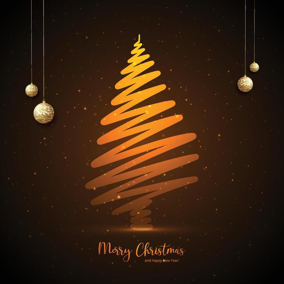 Merry christmas glowing tree card celebration background vector