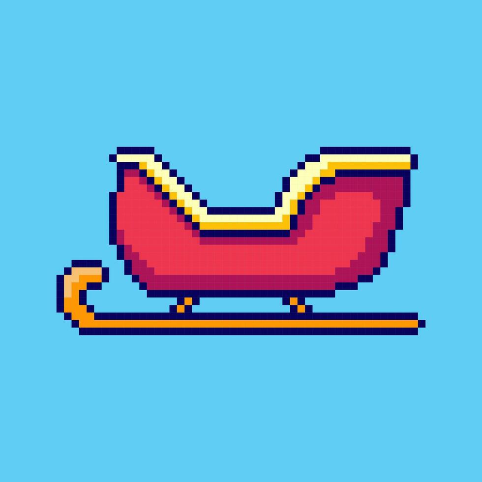 Pixel art Christmas Sleigh game asset design vector
