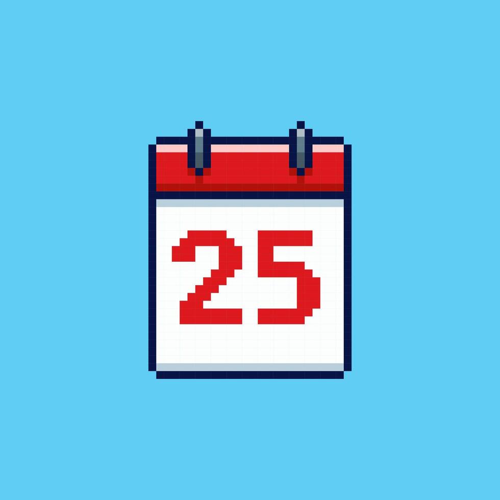Pixel art Date 25 Calendar game asset design vector