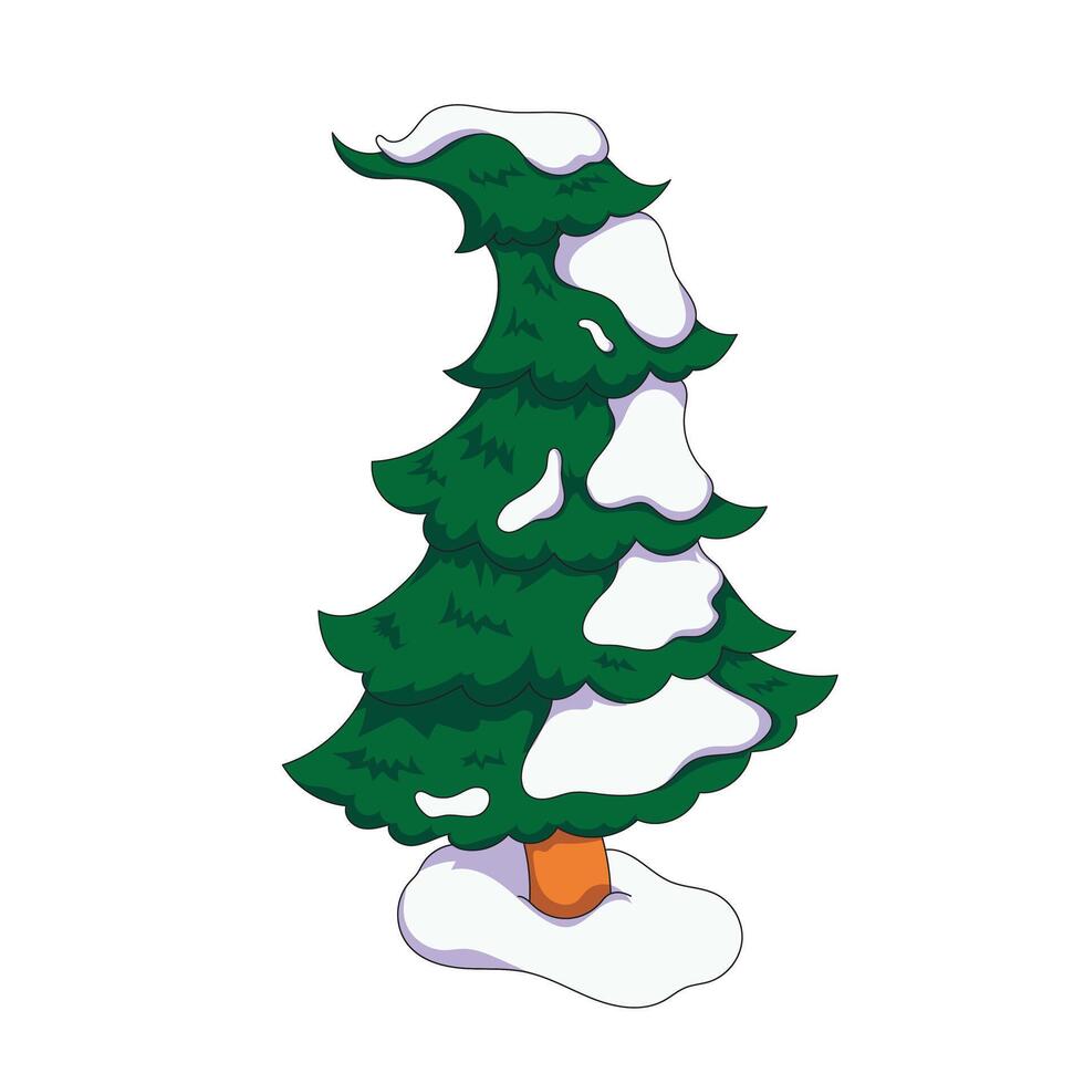 illustration of a fir tree covered in snow vector
