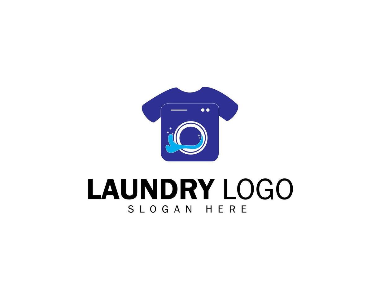 Laundry logo with machine and clothes concept for business template illustration vector