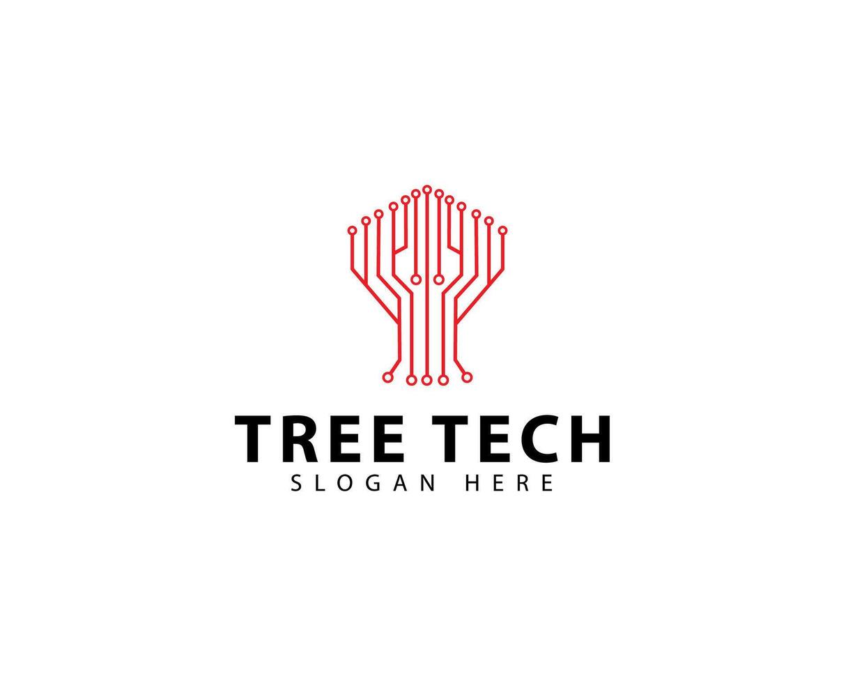 Tree Tech Logo Conceptual Network Technology With Electrical Circuit And Digital Icon vector