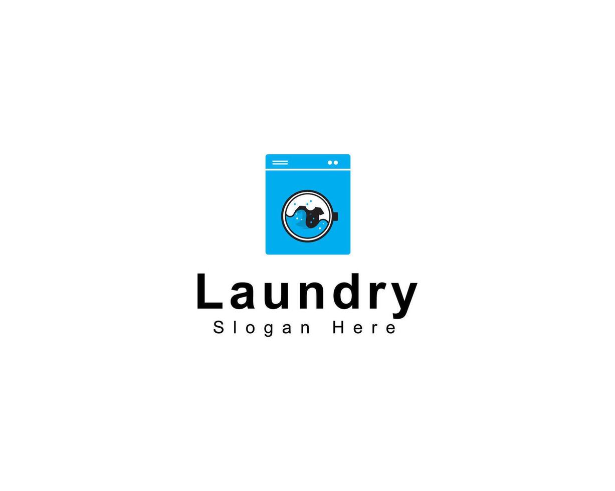 Laundry logo design template. Washing machine icon for laundry service business logo vector