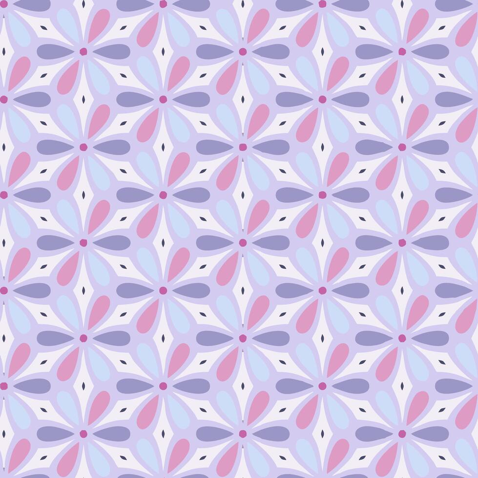 seamless geometric pink flower pattern vector