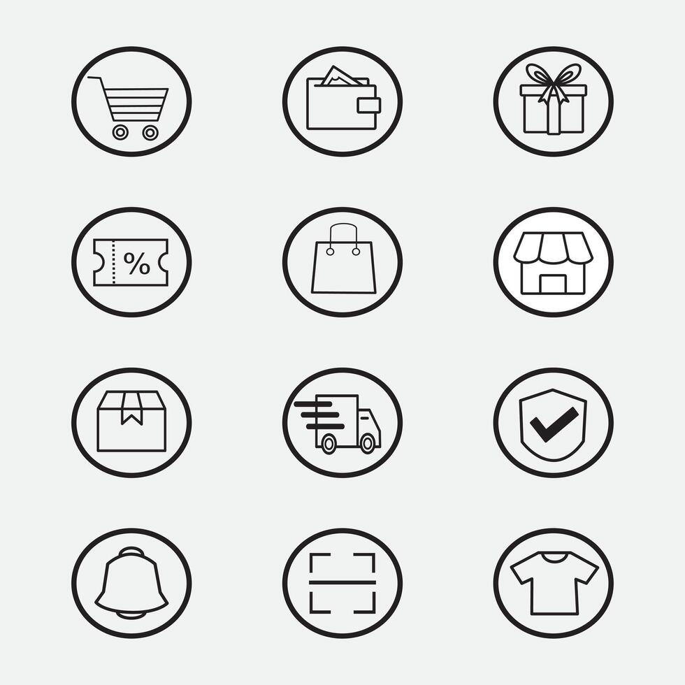 set of e commerce icons with line style, good for, app, website, element design, UI design, etc vector