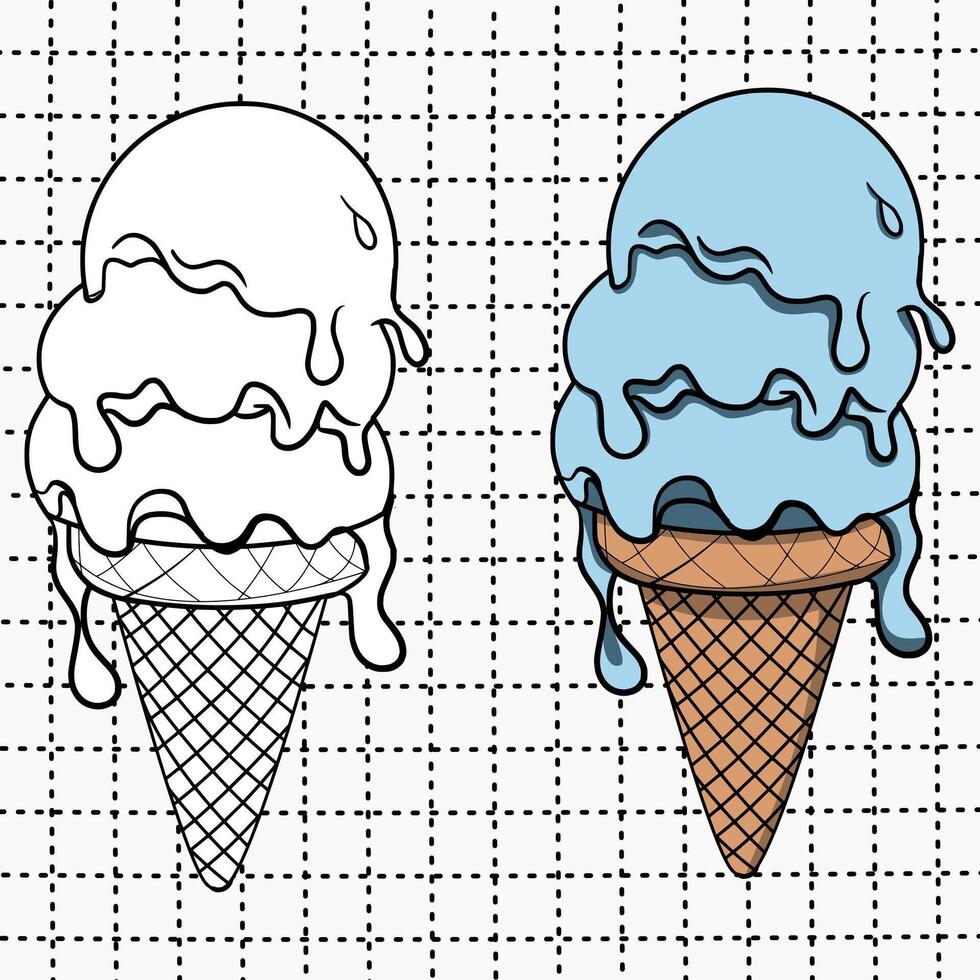 Ice cream coloring pages for kids vector