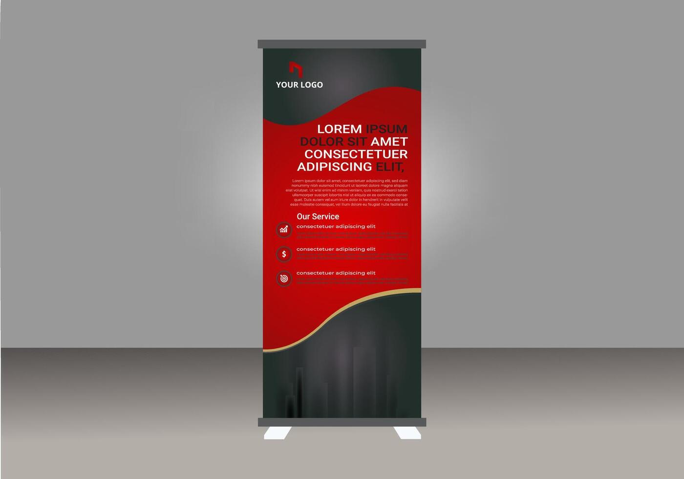 Roll Up banner design, red and white black vector