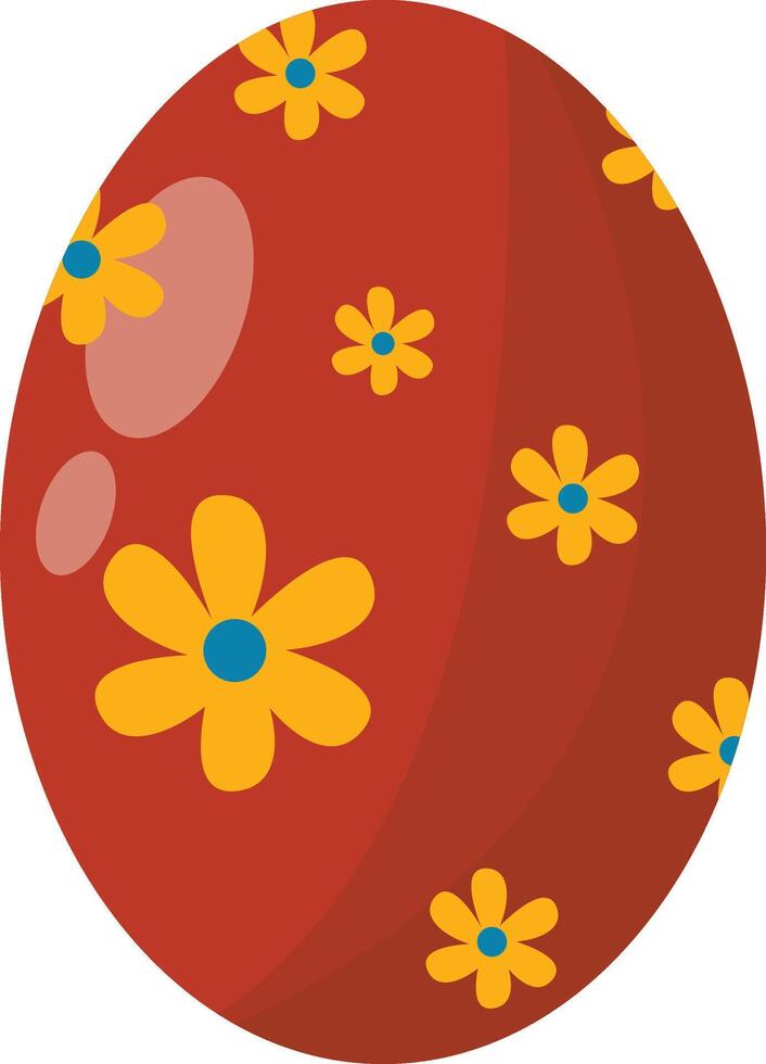 Cute Easter Eggs with Flower Decoration vector