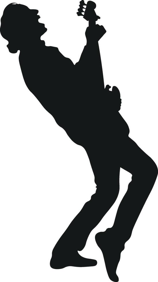 A silhouette of a man playing guitar vector