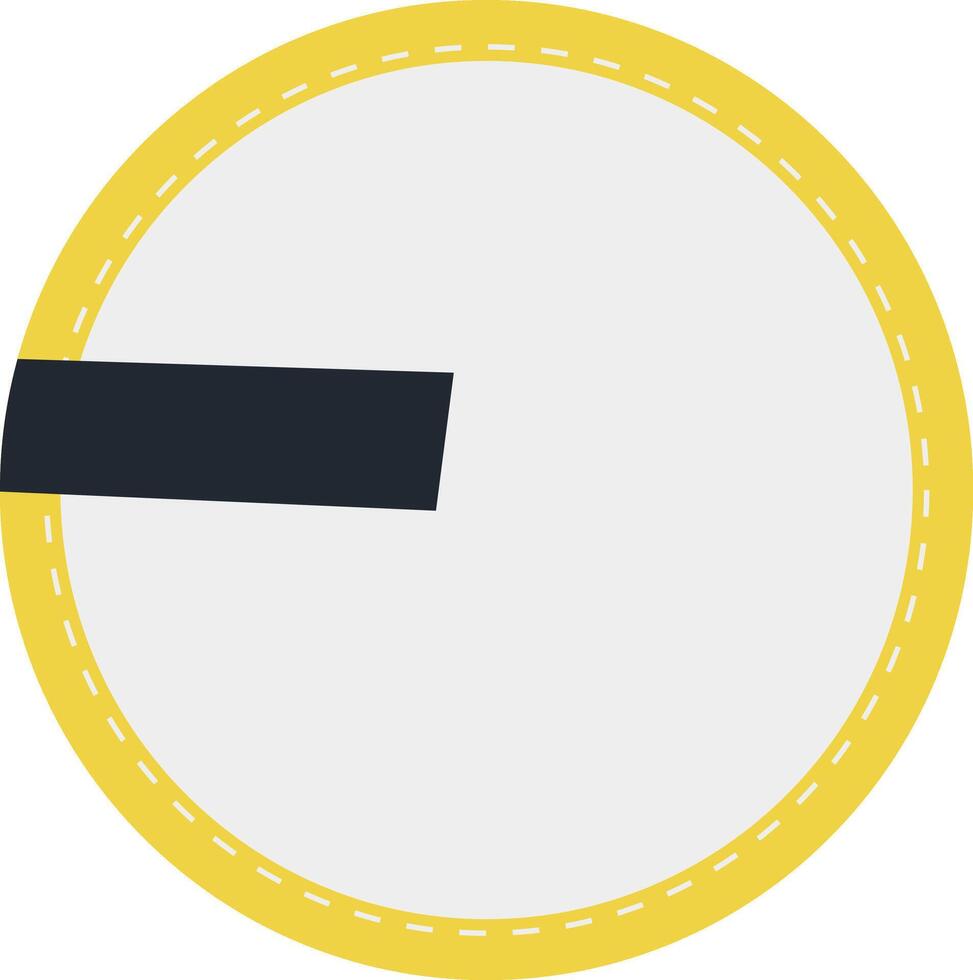 A yellow circle with a black line through it vector
