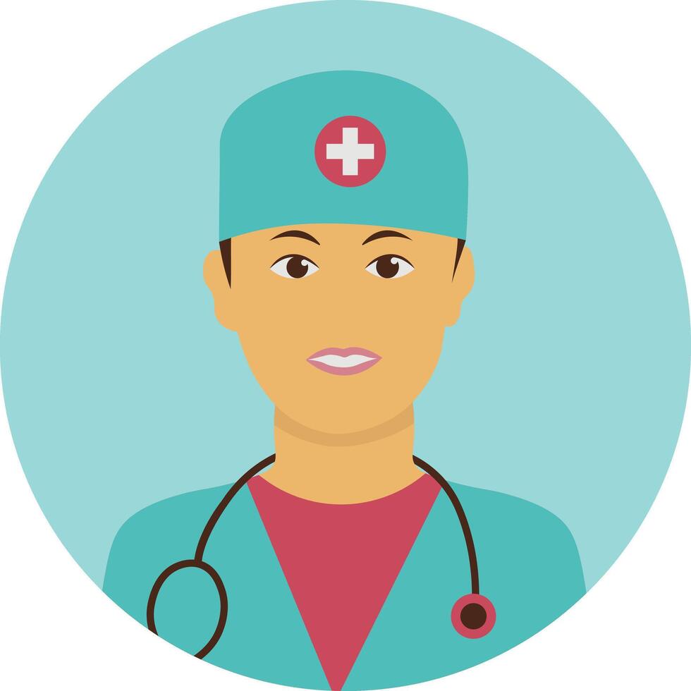 A doctor in a round blue circle vector