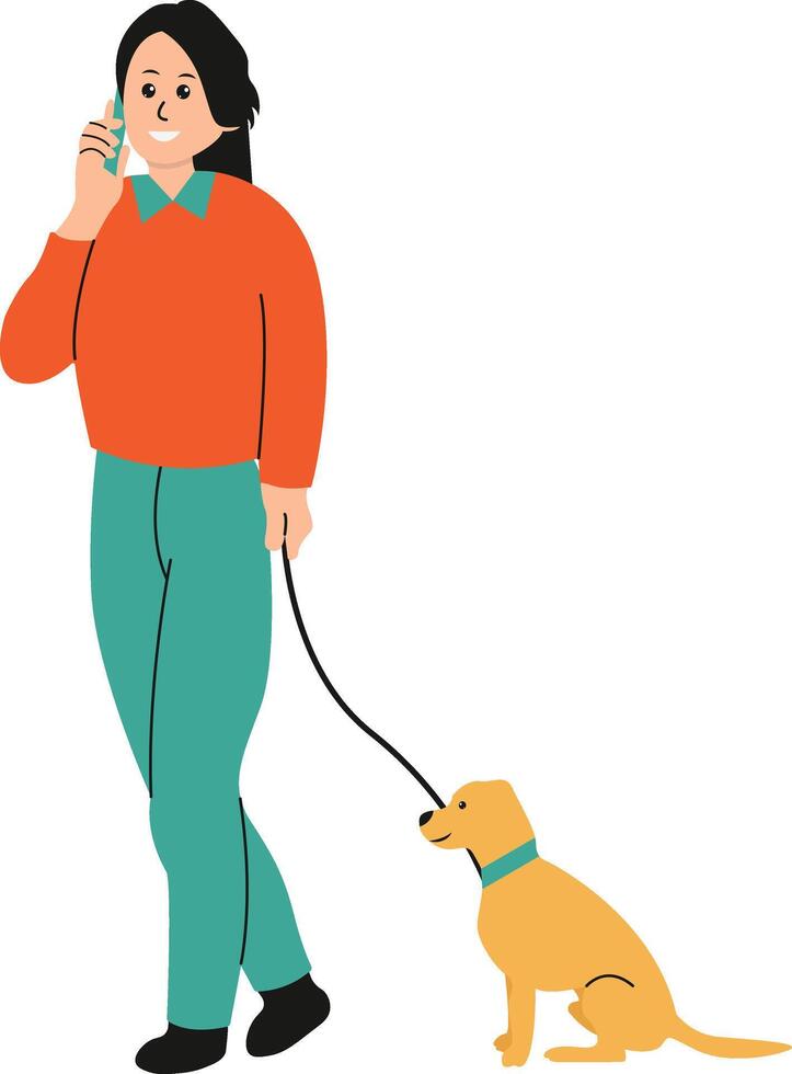 Illustration of women with dogs character vector