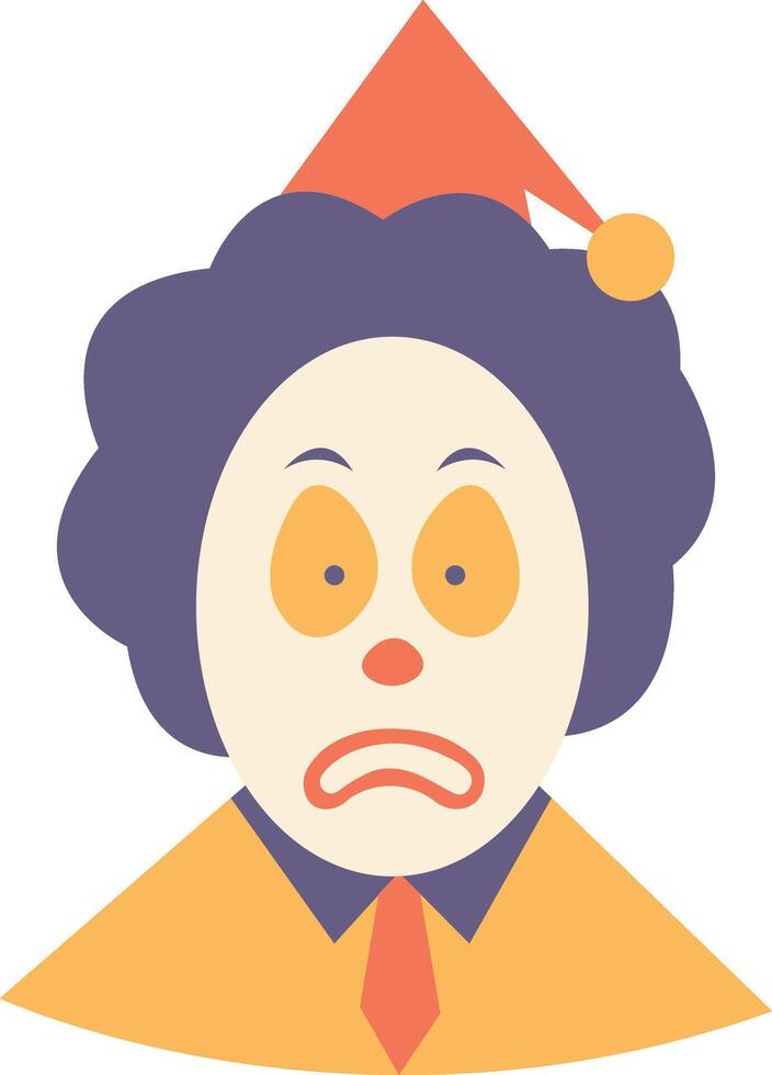 A cartoon clown with a sad face vector