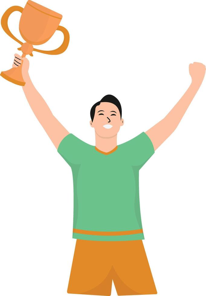 A man holding up a trophy vector