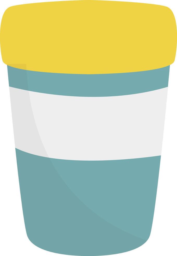 A bucket with a yellow lid and blue stripe vector