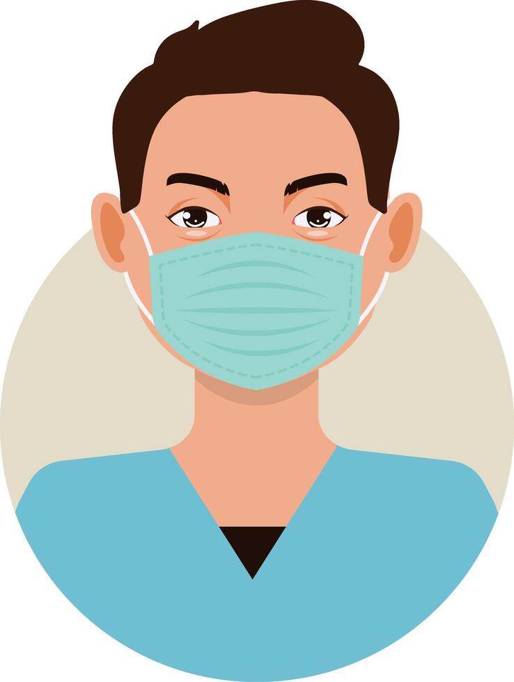 Men Medical Staff Illustration with Mask vector