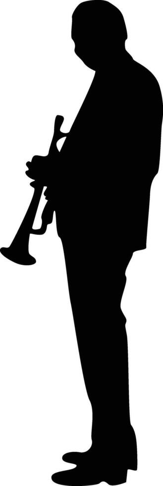 A silhouette of a man playing a trumpet vector