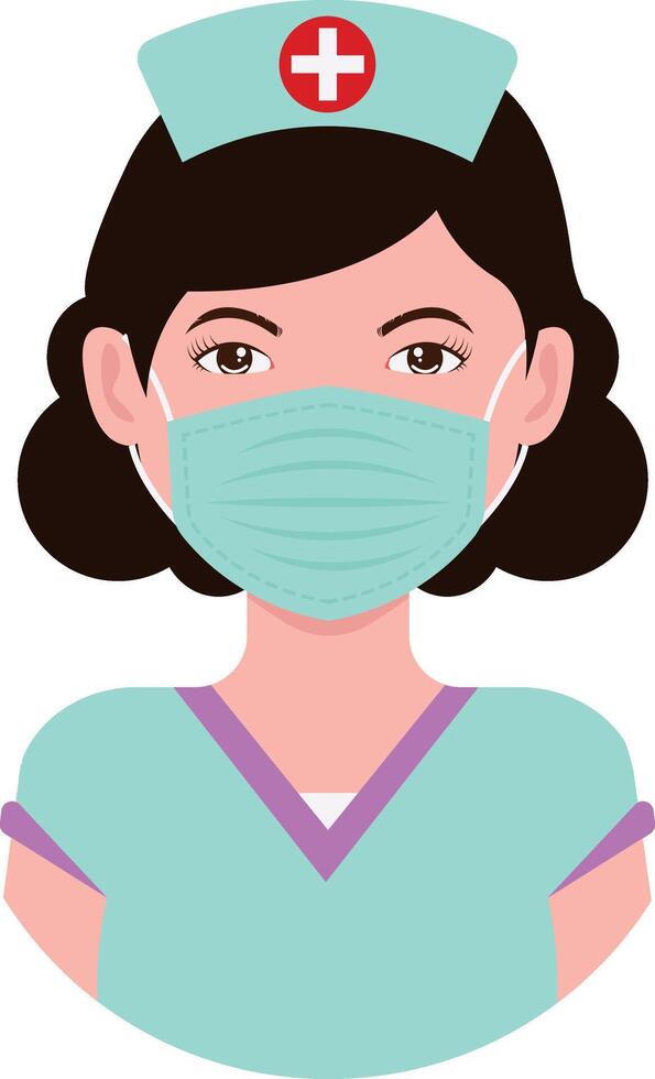 Female Medical Staff Character with Mask vector
