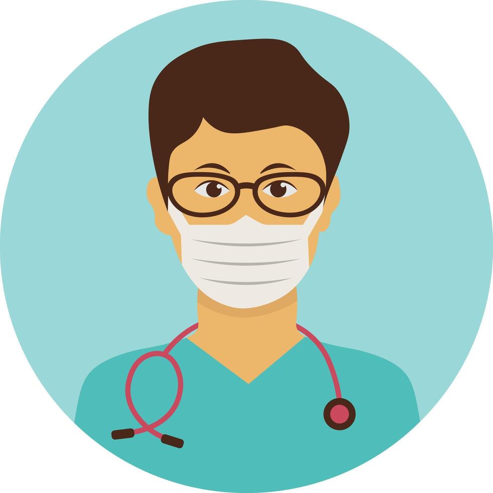 A doctor wearing a mask and a stethoscope vector