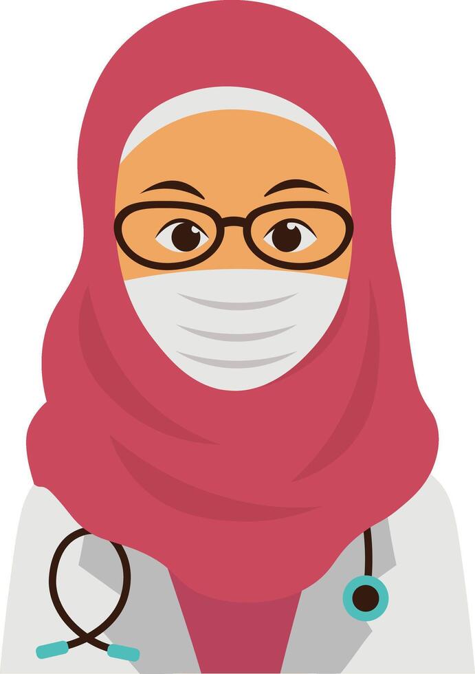 Women medical staff with hijab style vector
