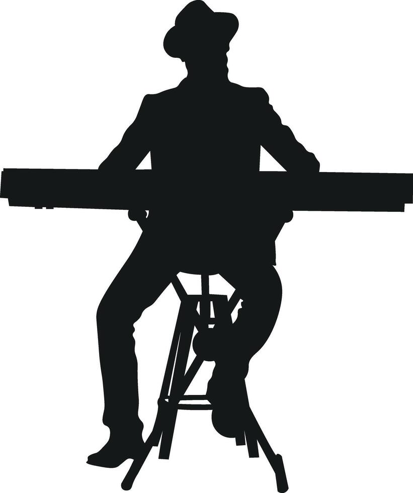Silhouette of a man playing the piano vector