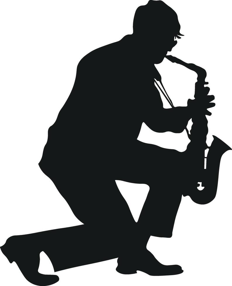 Silhouette of Saxophone Player vector