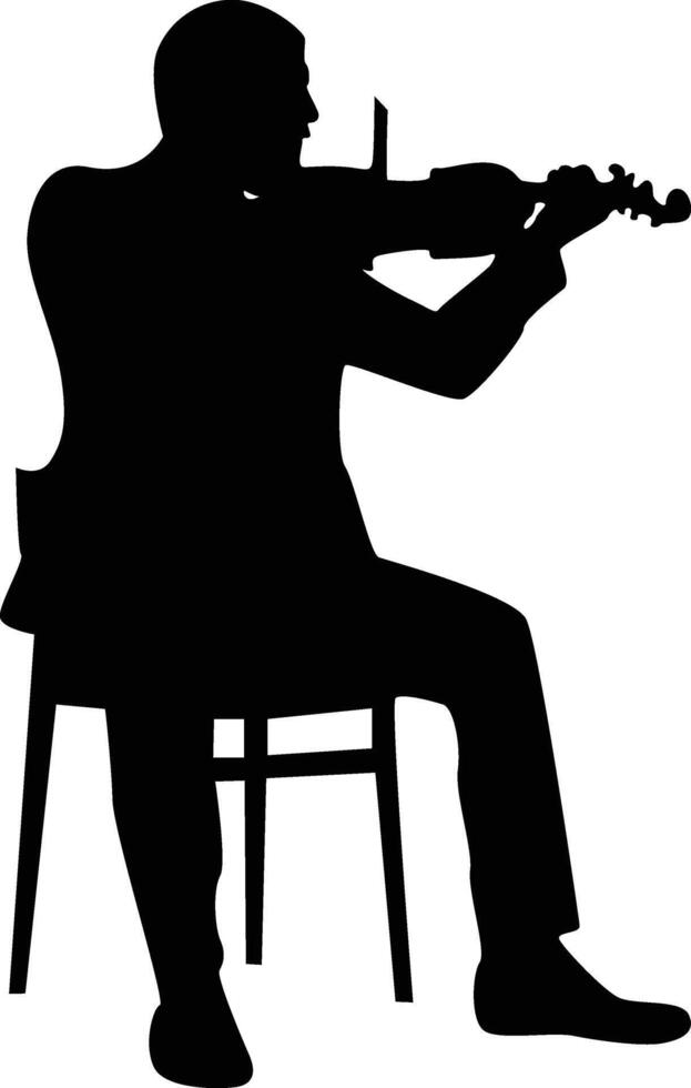 Silhouette of a man playing the violin vector