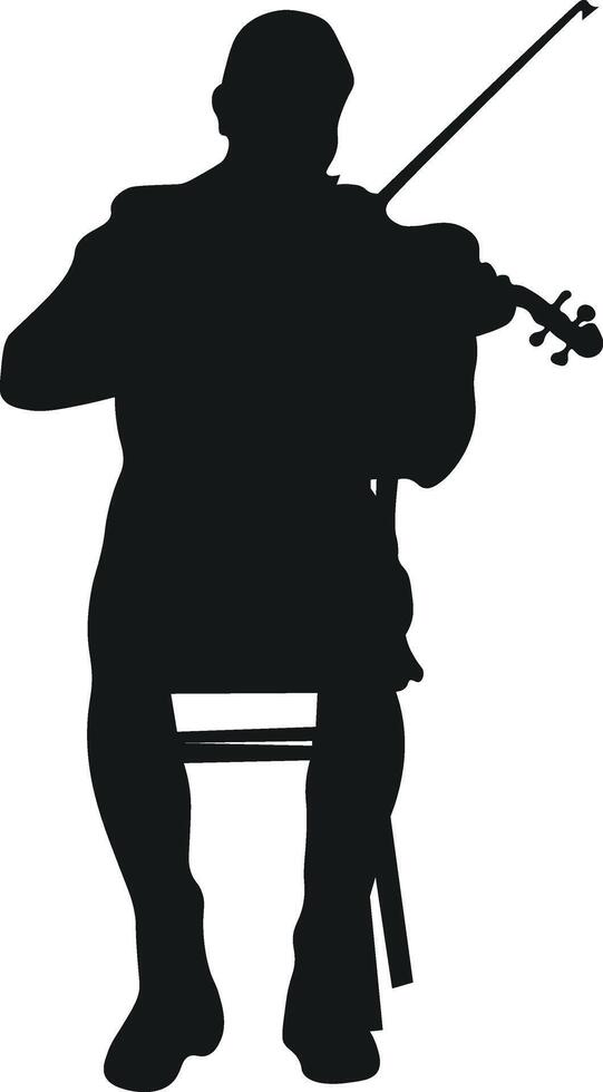 Silhouette of a man playing the violin vector