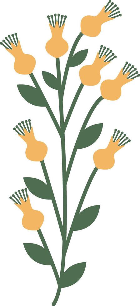 Yellow flower illustration with flat cartoon style vector