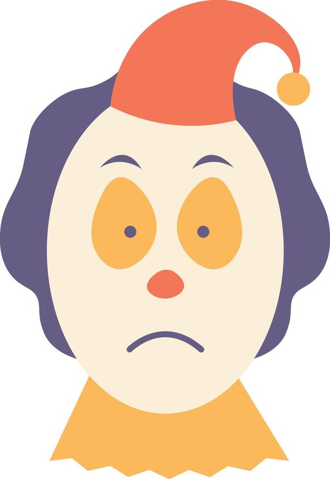 A cartoon clown with a sad face vector