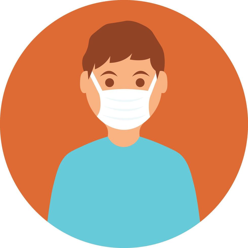 A man wearing a surgical mask on an orange background vector