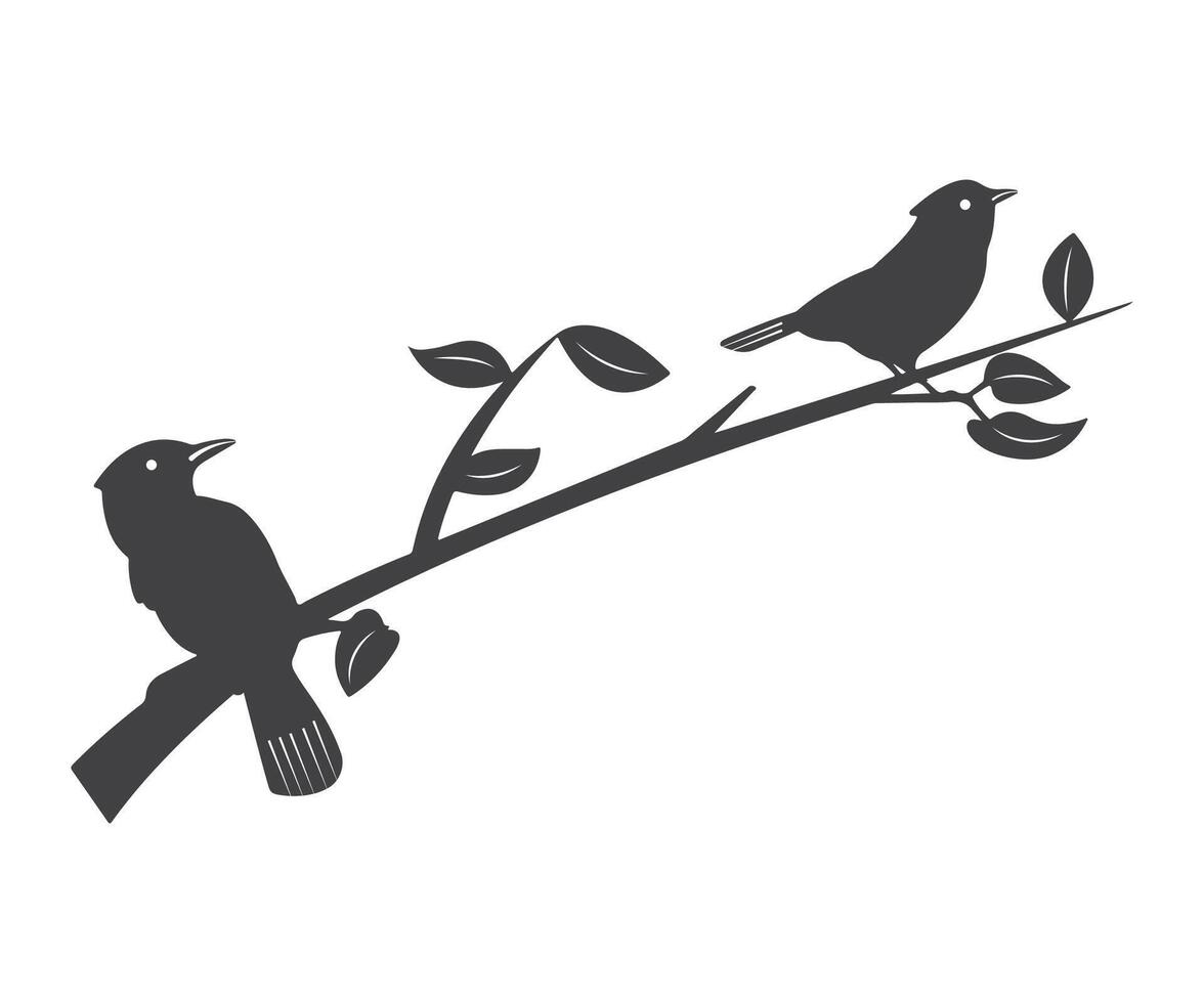 Birds Silhouette or Birds and tree Silhouette vector